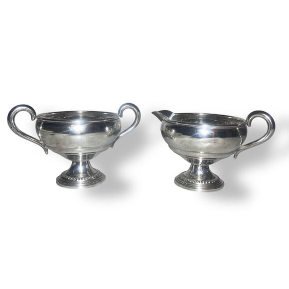Empire Weighted Sterling Silver Creamer & Sugar Bowl Set #22 Vintage 159 gr
